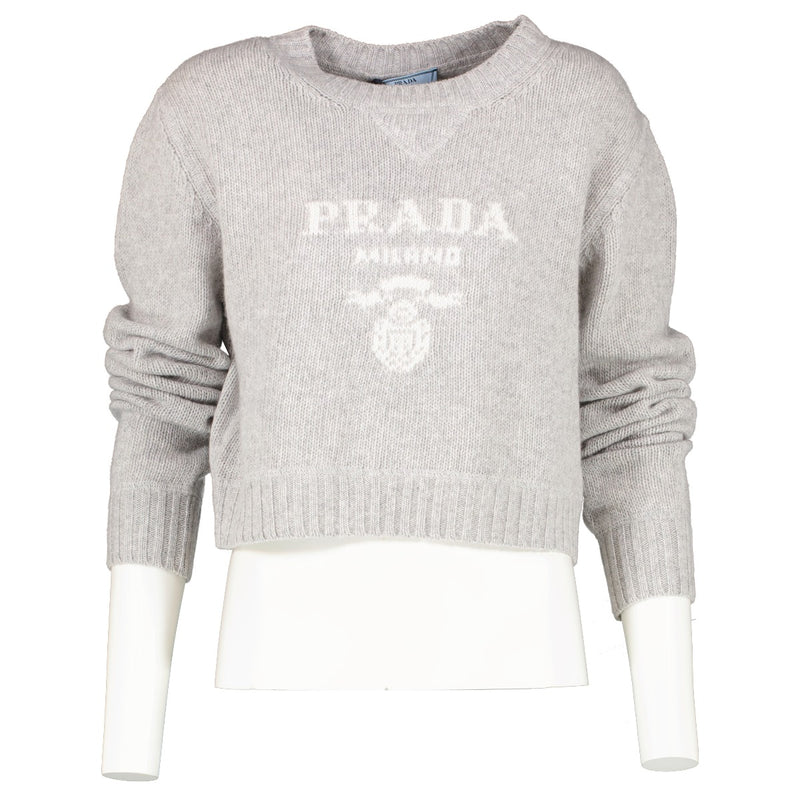 Prada Marble Grey Wool And Cashmere Crew-Neck Sweater