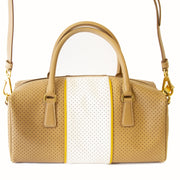 koop online tegen de beste prijs Prada Camel Saffiano Fori Boston Bag