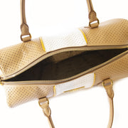 Prada Camel Saffiano Fori Boston Bag