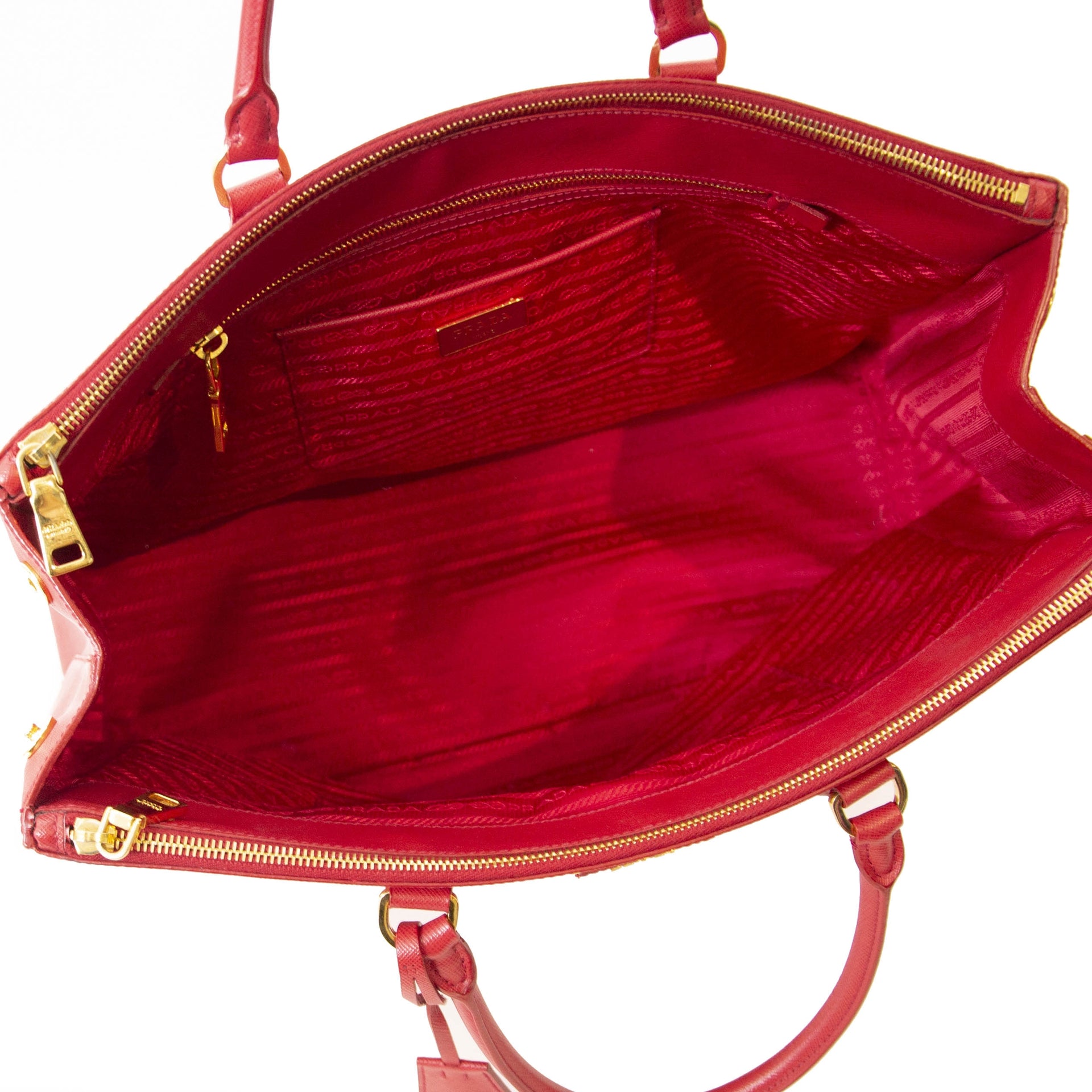 Prada Rode Galleria Saffiano Tas Maxi