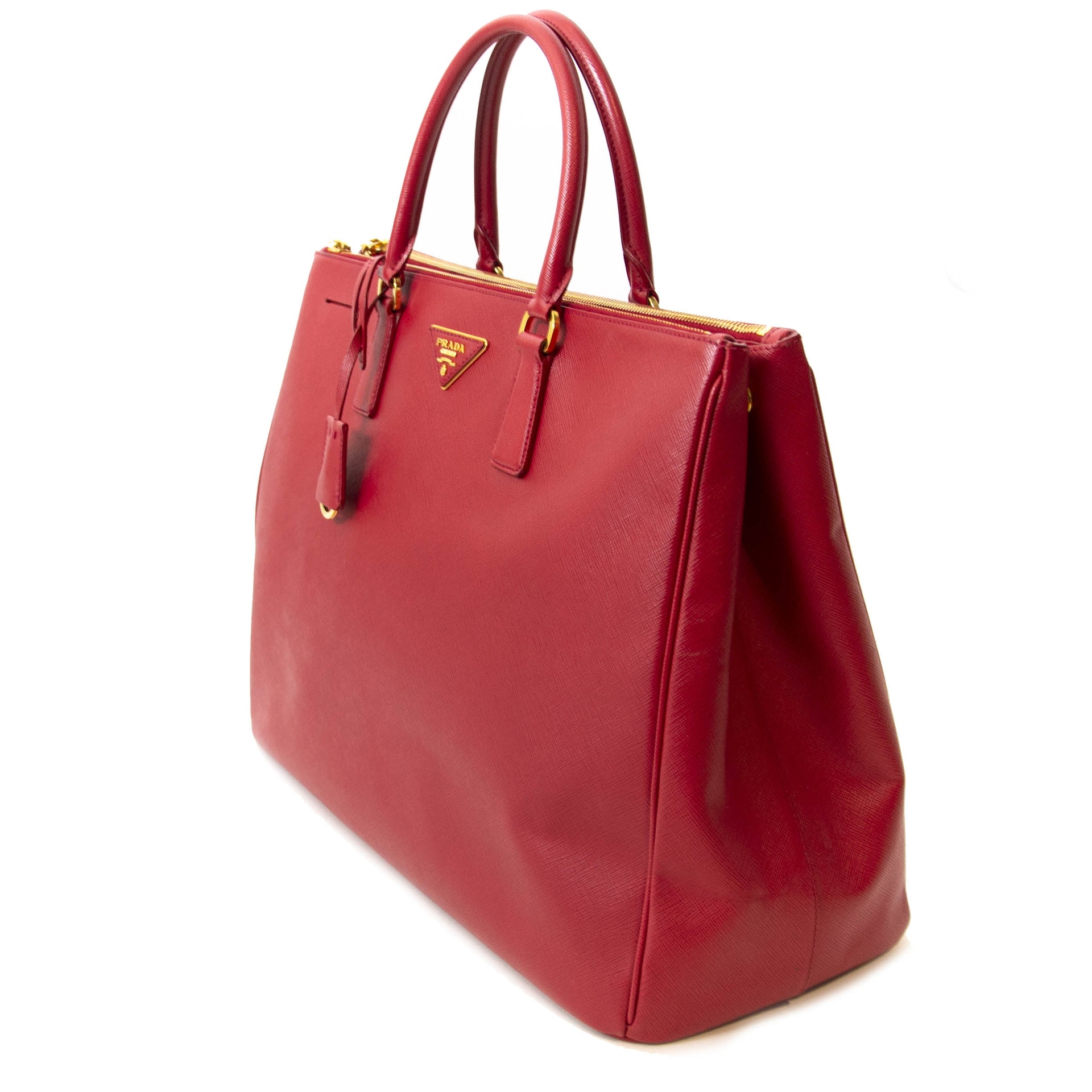 Prada Rode Galleria Saffiano Tas Maxi
