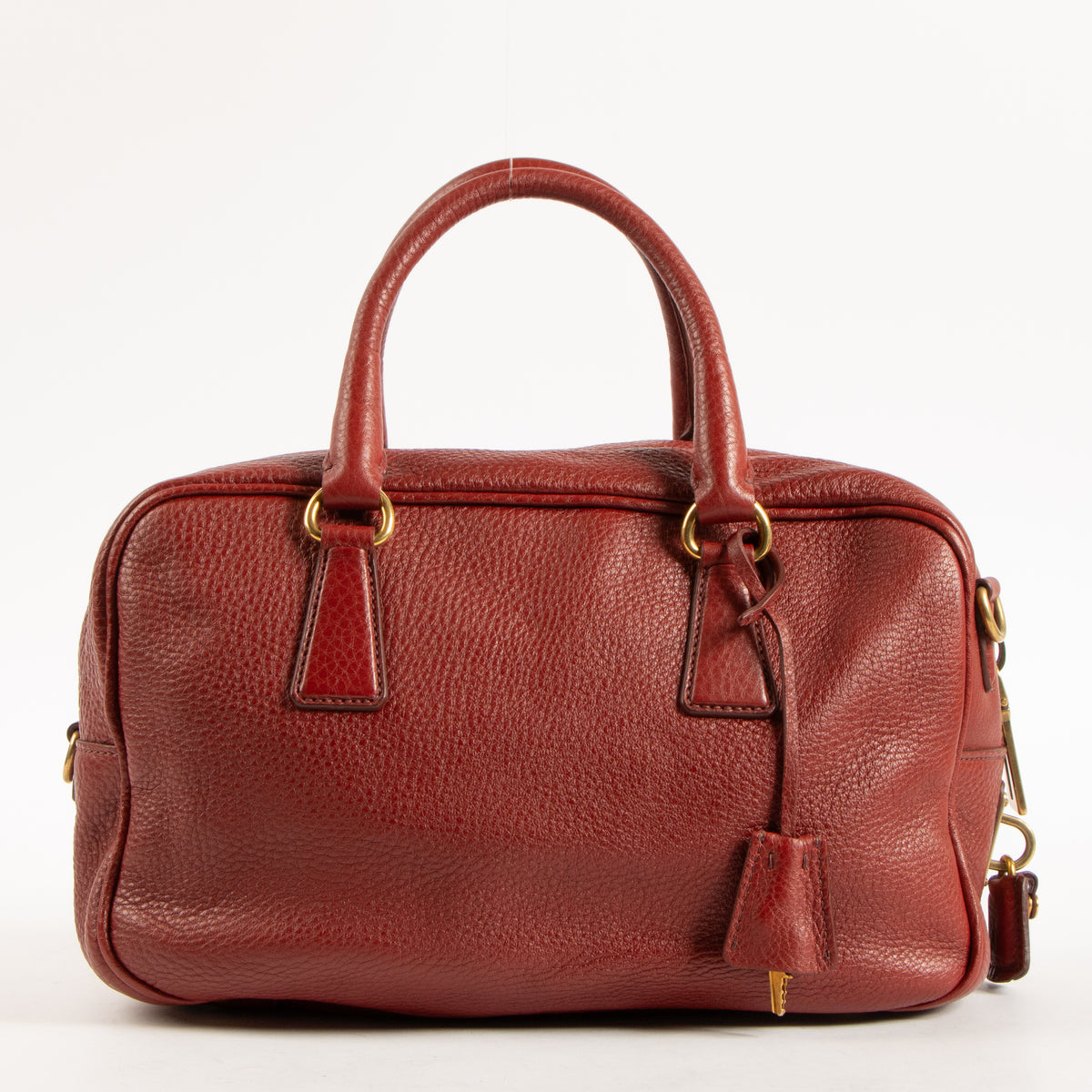 Prada Red Vitello Daino Bowling Bag