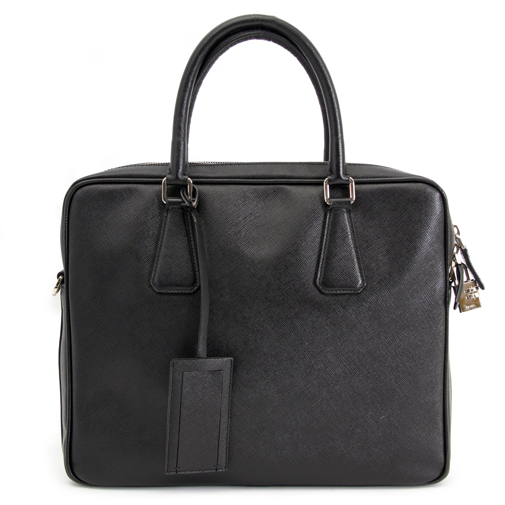 koop online jouw tweedehands Prada Saffiano Leather Briefcase