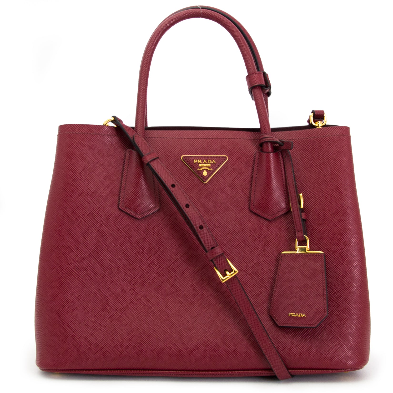 shop online your secondhand Prada Bordeaux Double Saffiano Leather Tote