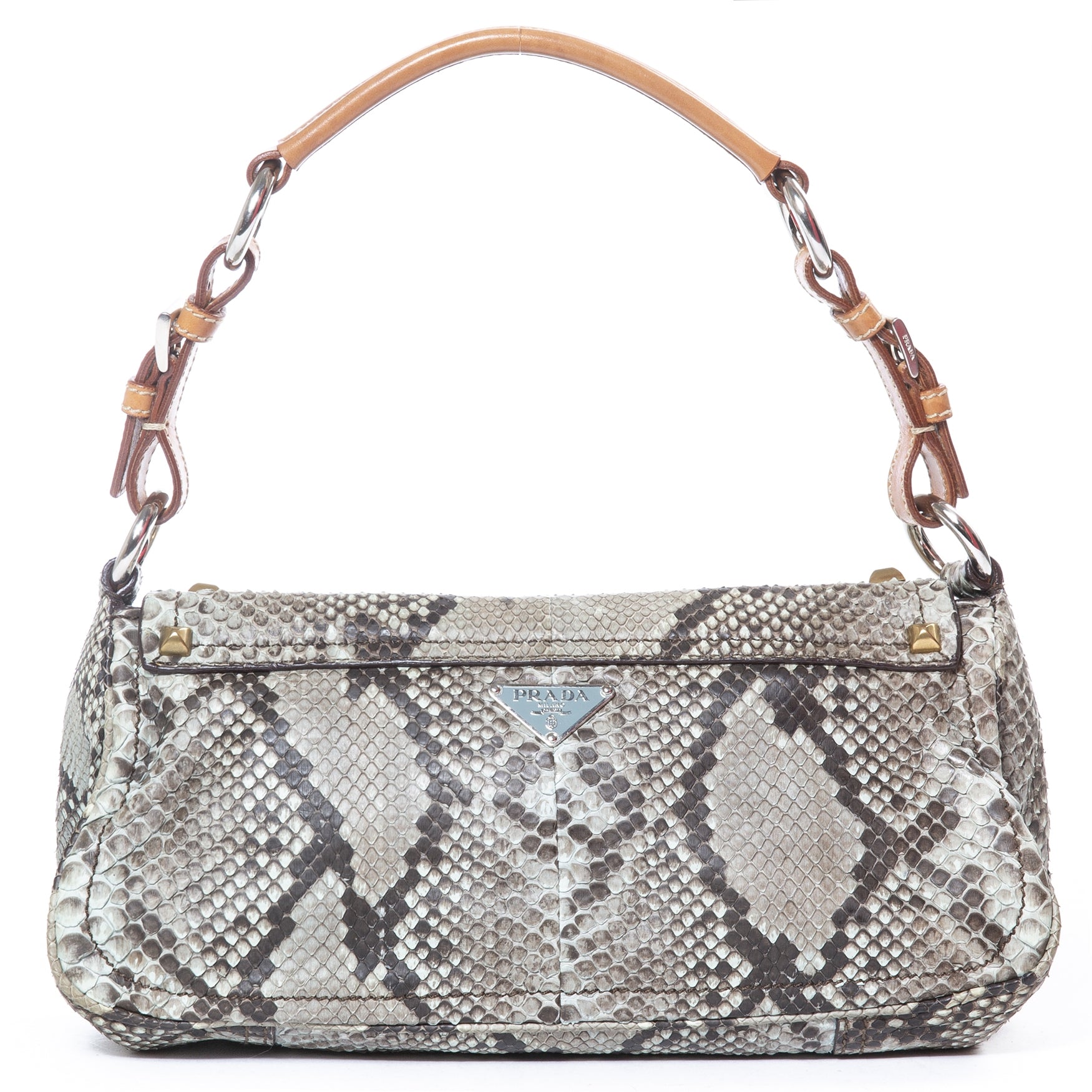 Prada Python Stud Shoulder Bag kopen en verkopen aan de beste prijs