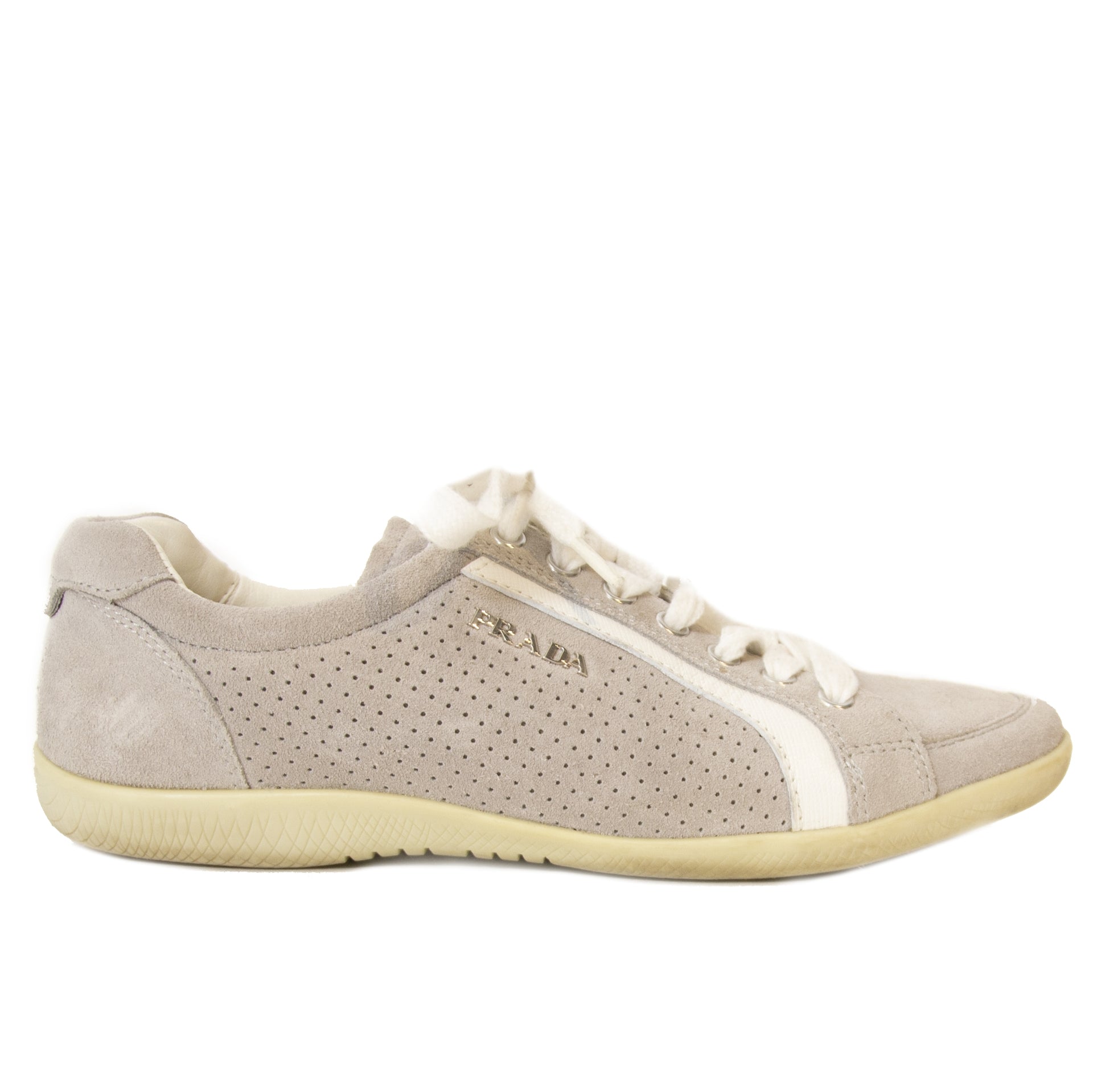 Prada Grey Suede Sneakers - Size 35,5 at Labellov. Safe online shopping