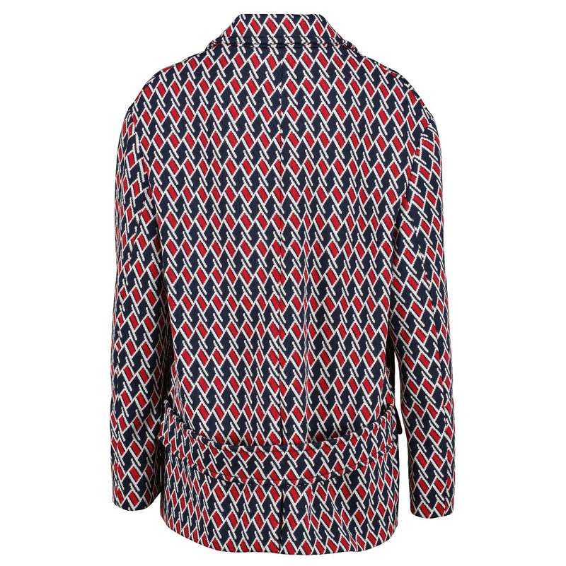 Shop 100% authentic Prada Blue and Red Printed Jacket at Labellov.com.