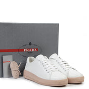 Authentic secondhand Prada Linea Rossa White Sneakers - Size 38,5 designer shoes fashion luxury vintage webshop safe secure online shopping