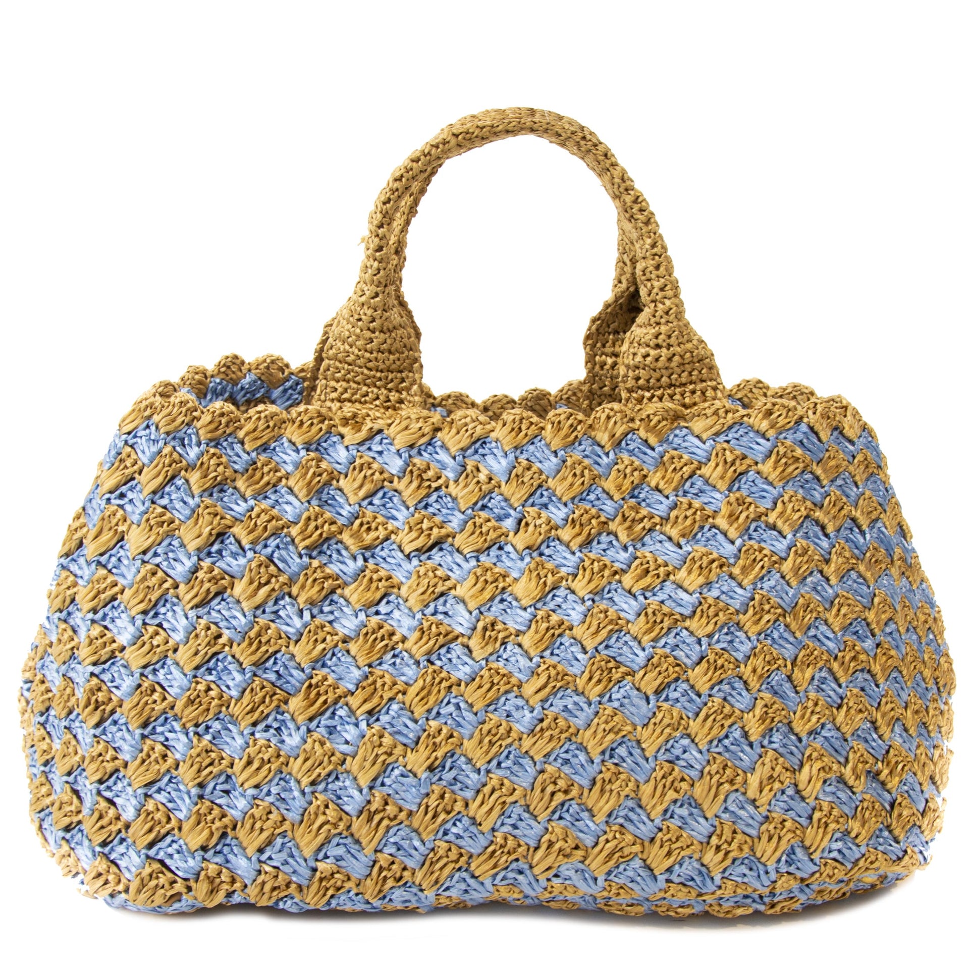 Prada Rafia Crochet Naturale Cielo