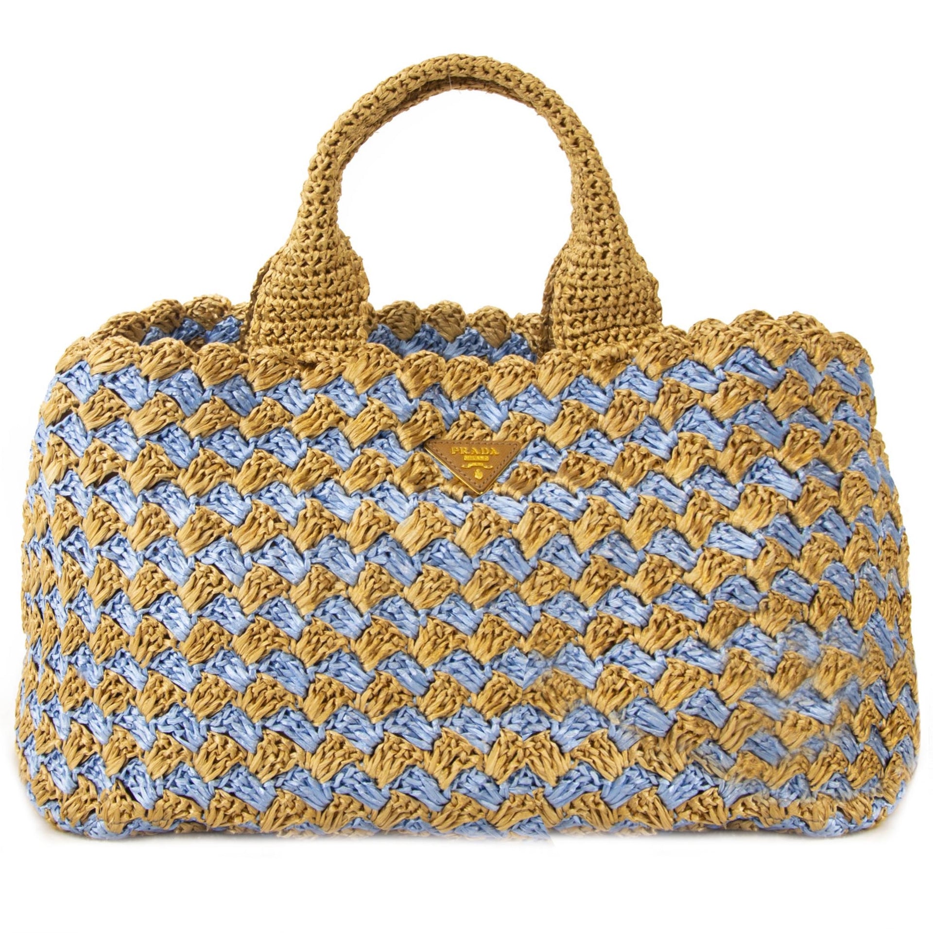 Prada Rafia Crochet Naturale Cielo