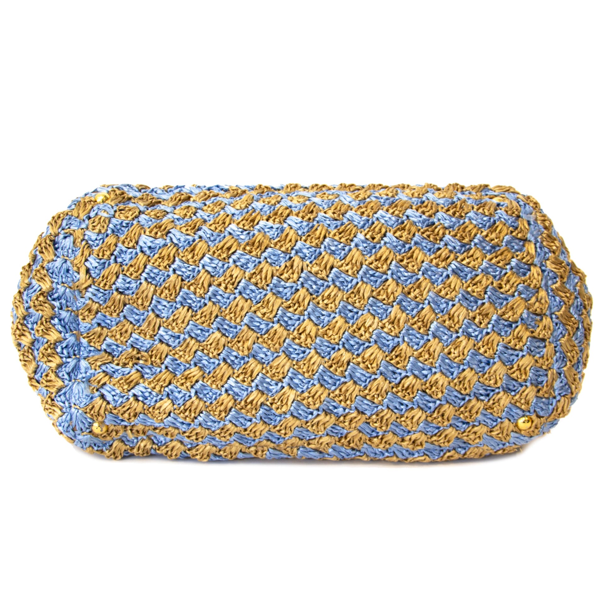 Prada Rafia Crochet Naturale Cielo