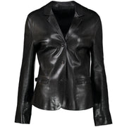 Prada Black Leather Jacket - Size 44