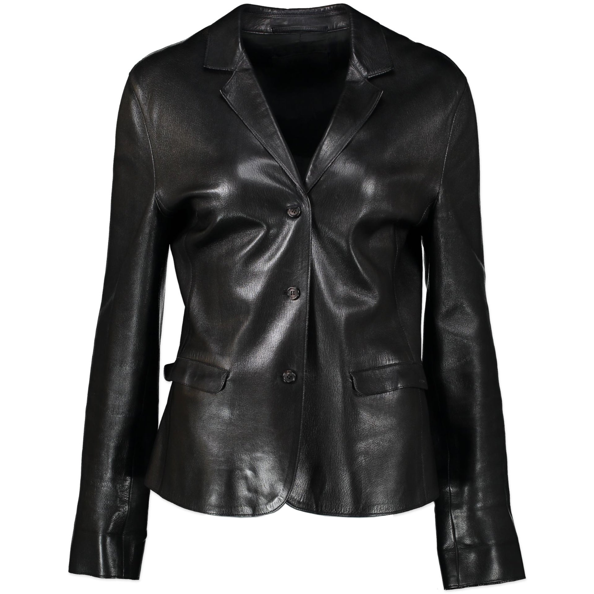 Prada Black Leather Jacket - Size 44