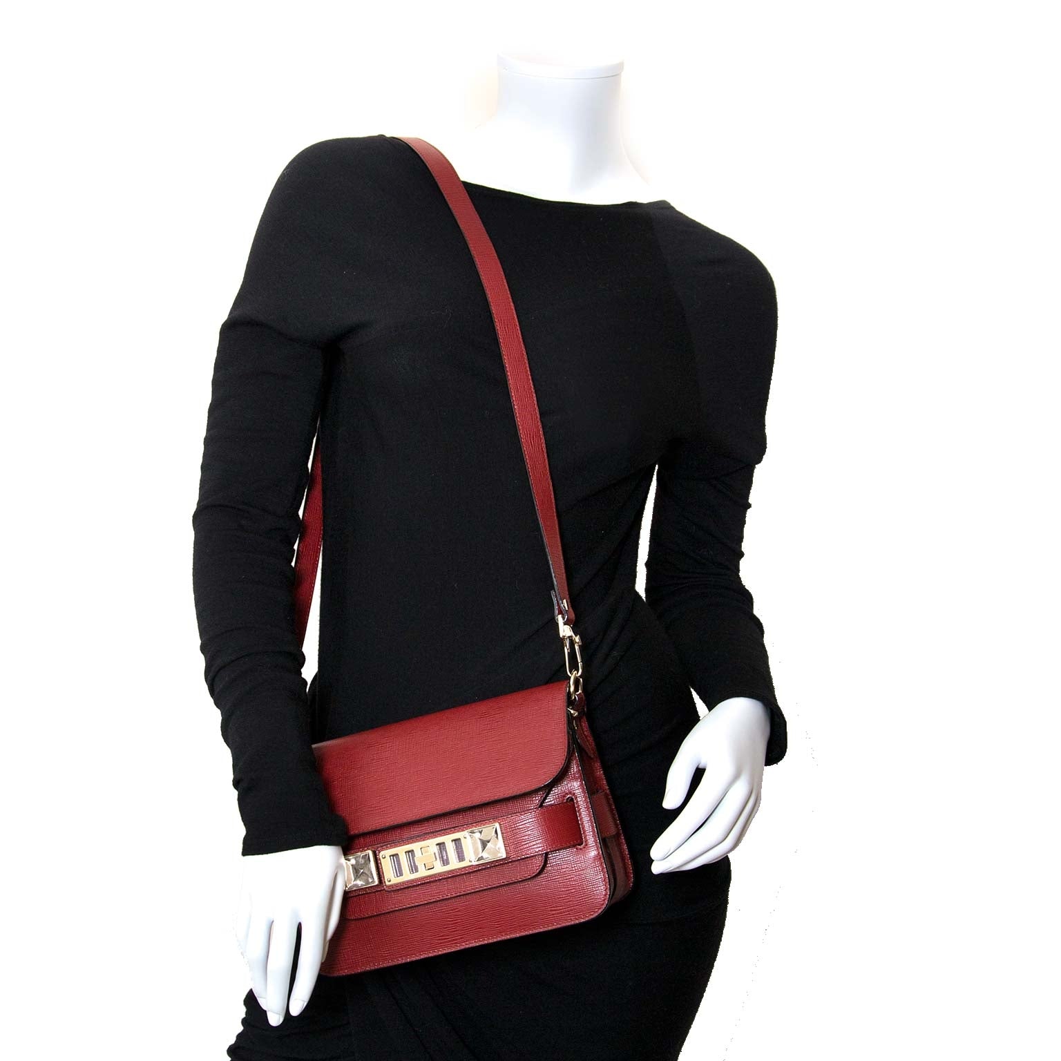 proenza schouler ps11 mini classic red plum bag now for sale at labellov vintage fashion webshop belgium