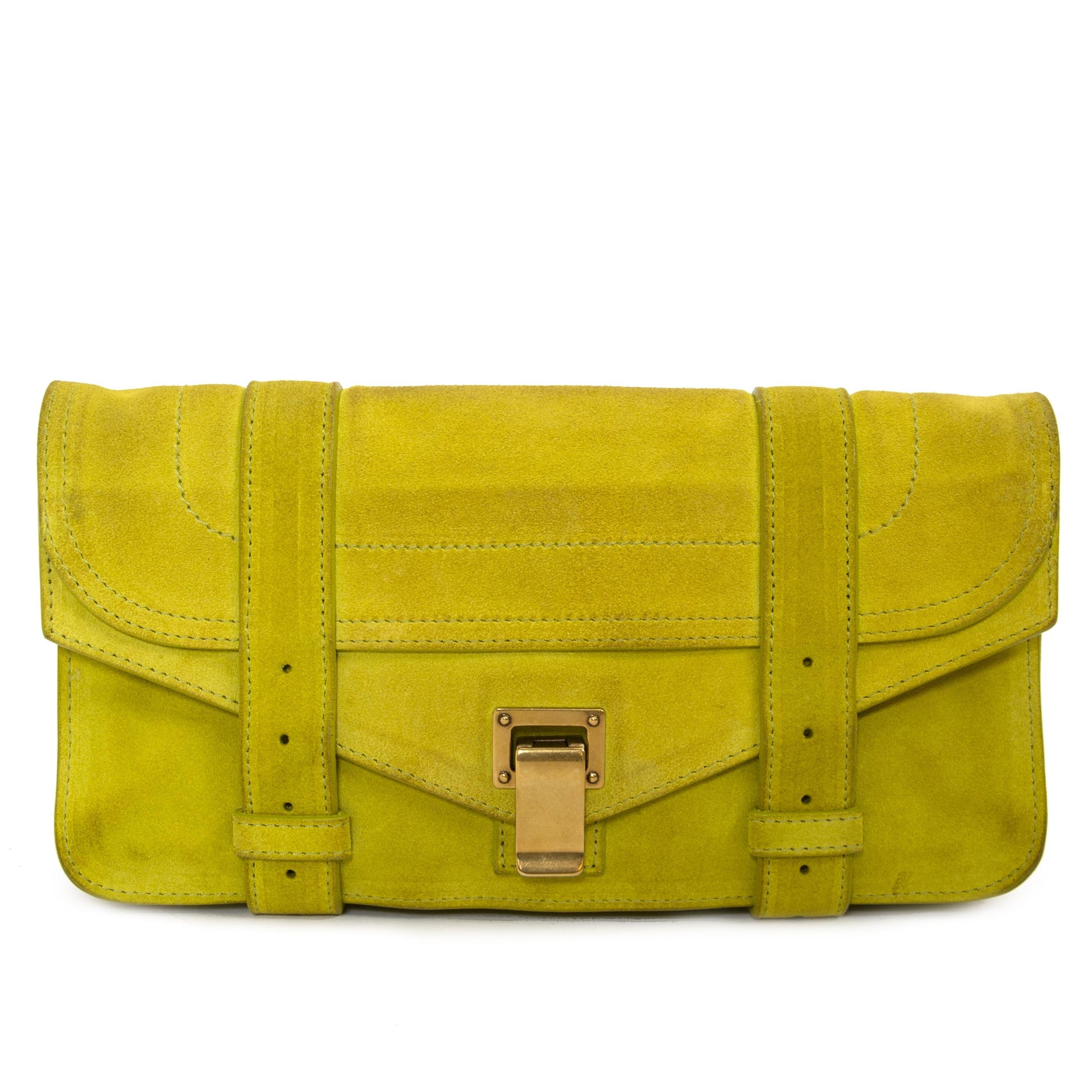 Proenza Schouler PS1 Suede Lime Green Clutch