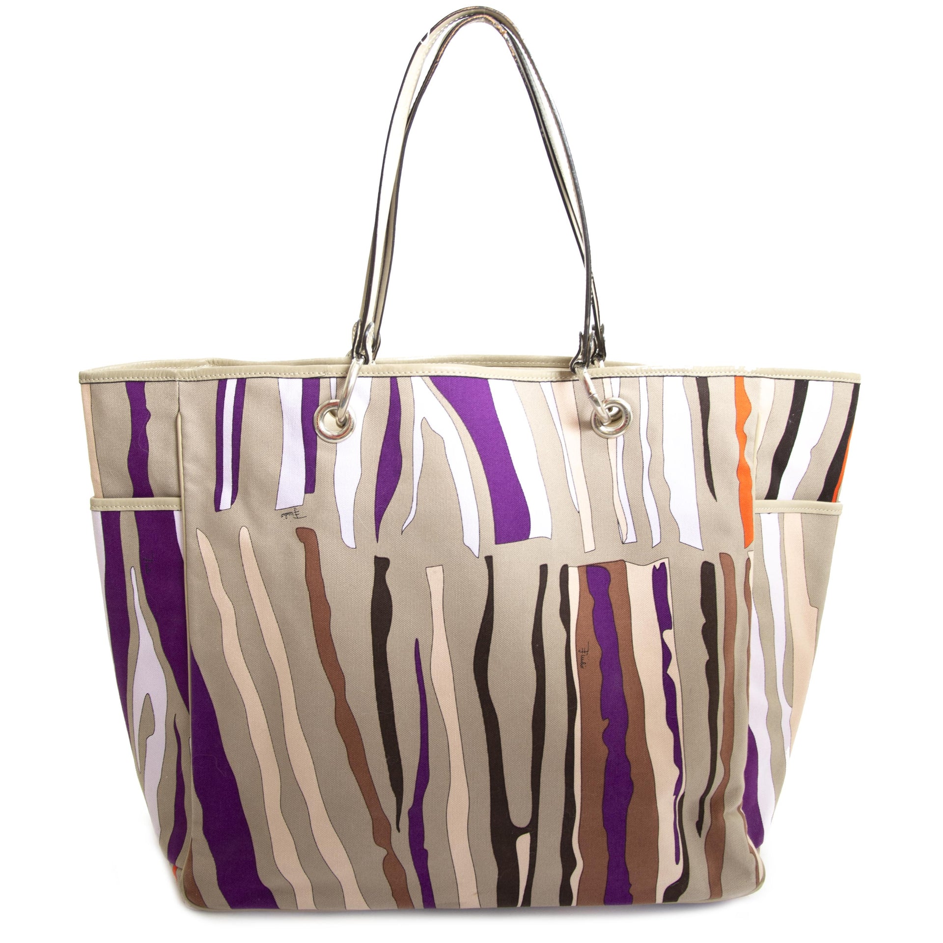 Emilio Pucci Beige Printed Tote Bag (Labellov) For the best price at LabelLov. Pour le meilleur prix à LabelLOV. Voor de beste prijs bij LabelLOV.
