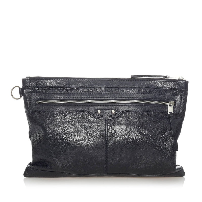 Balenciaga Black Arena Large Clip Clutch Bag