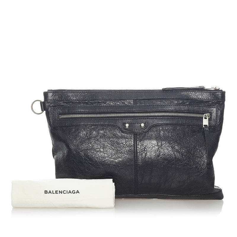 Balenciaga Black Arena Large Clip Clutch Bag