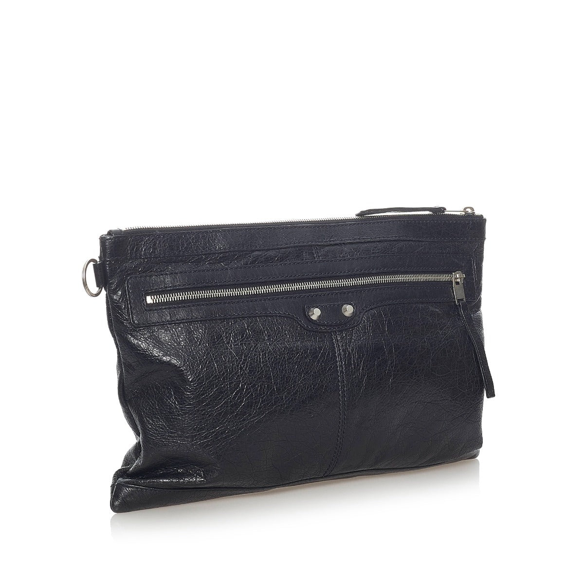 Balenciaga Black Arena Large Clip Clutch Bag