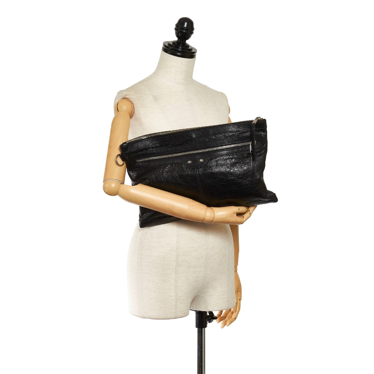 Balenciaga Black Arena Large Clip Clutch Bag