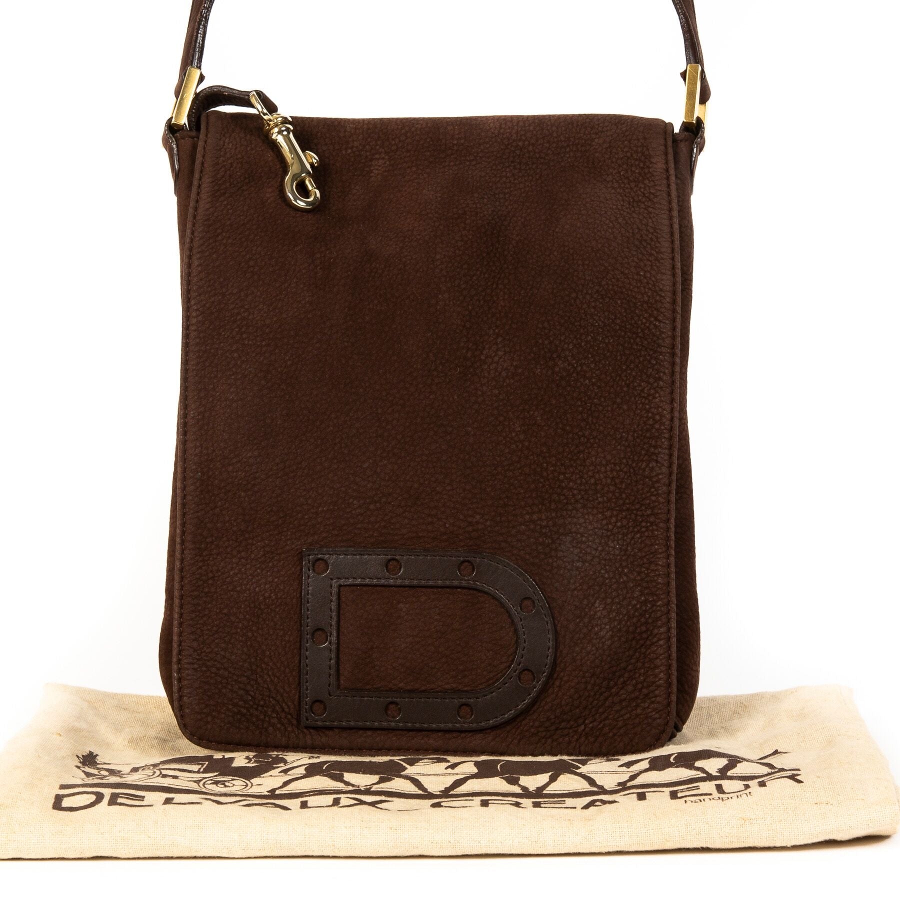 uy authentic secondhand Delvaux Nubuck Baudrier Louise bag at LabelLOV webshop, safe payment.