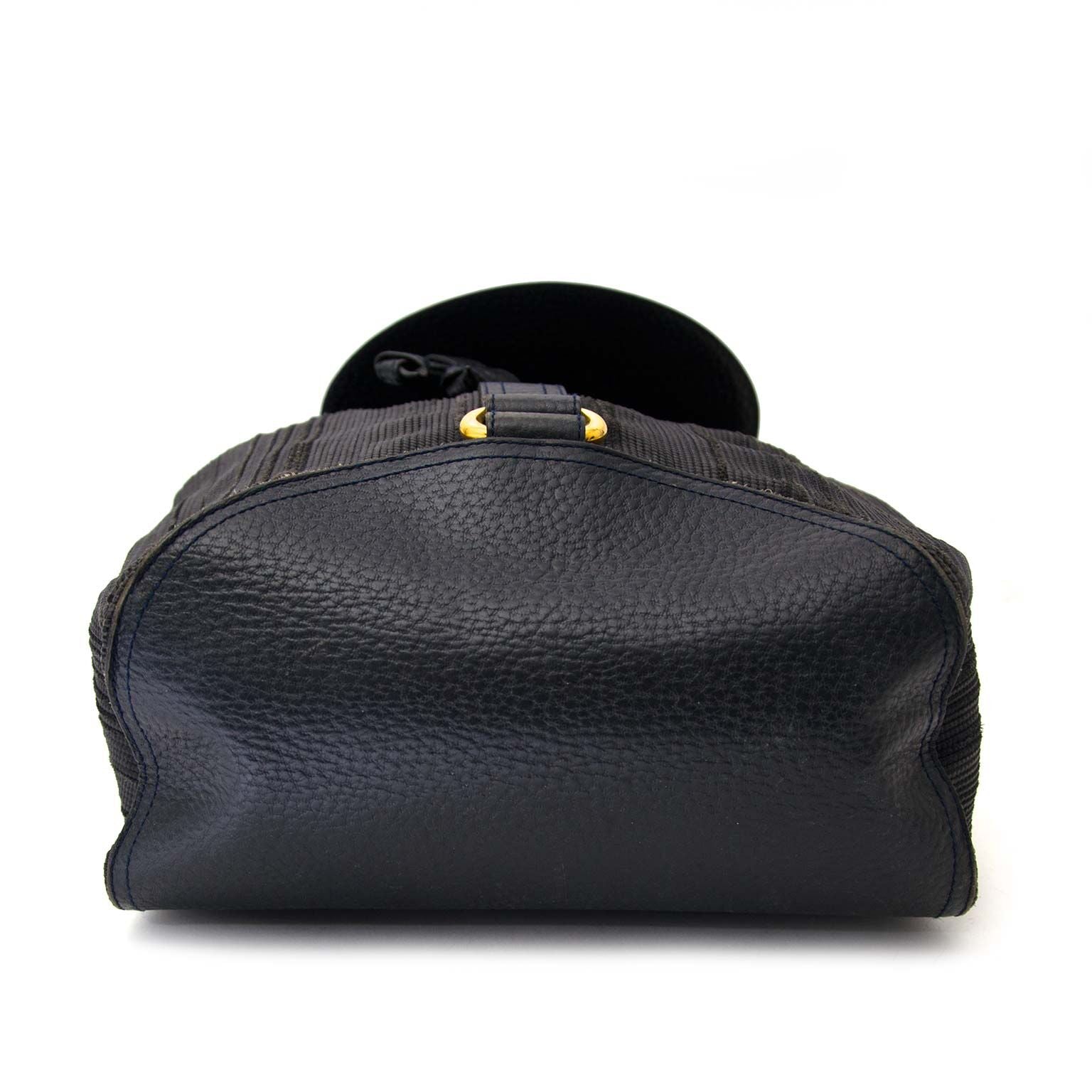 authentic dark blue Delvaux toile de cuire