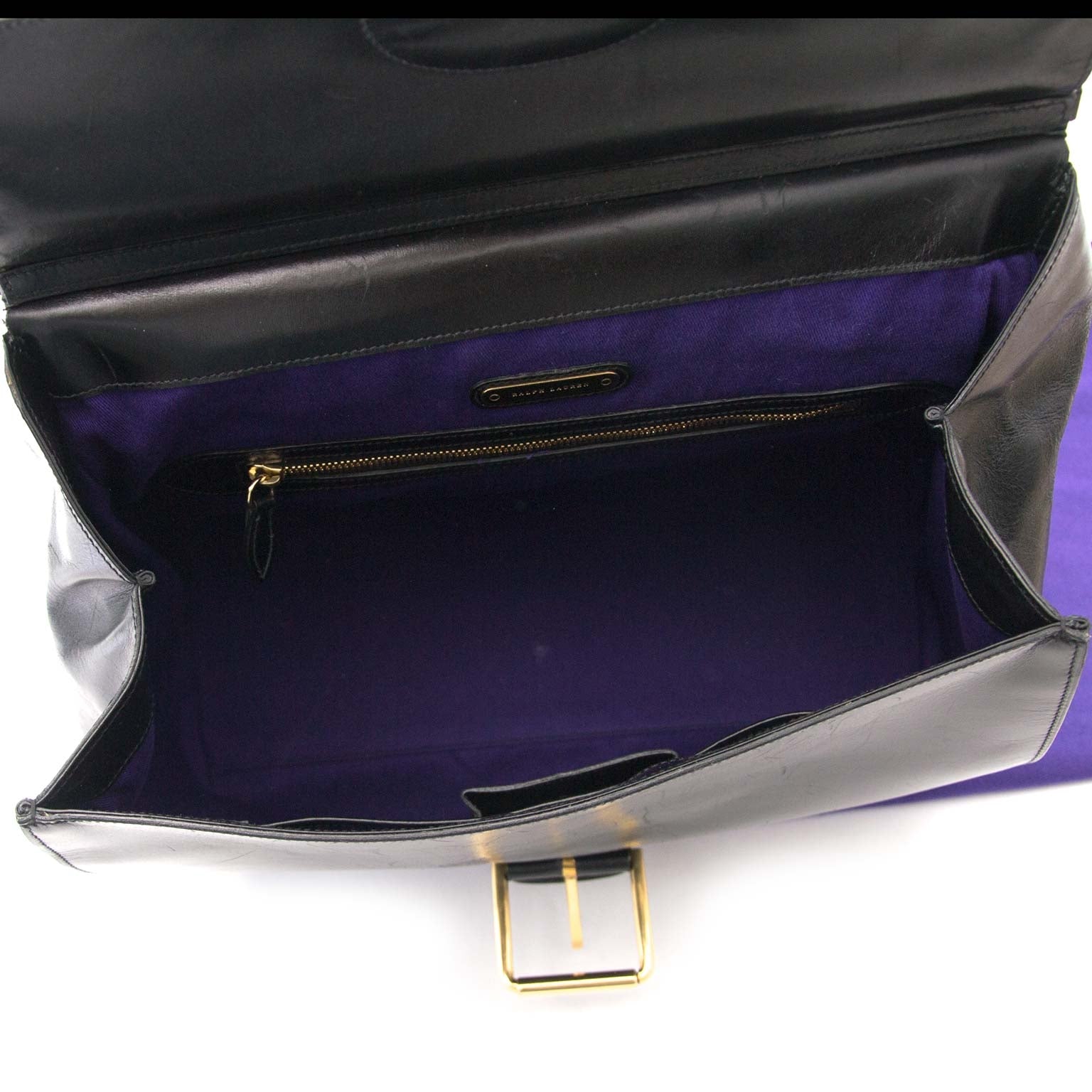 koop online tegen de beste prijs Ralph Lauren Sac Malette Black Boxcalf Bag