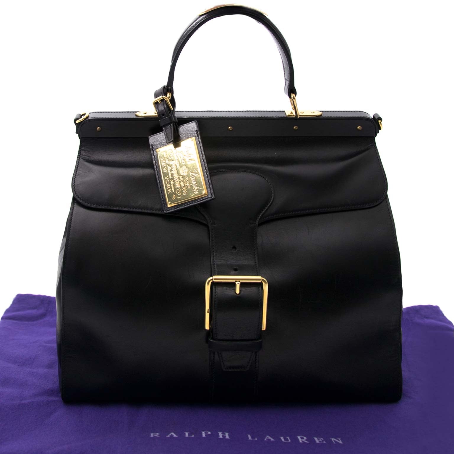 koop online tegen de beste prijs Ralph Lauren Sac Malette Black Boxcalf Bag