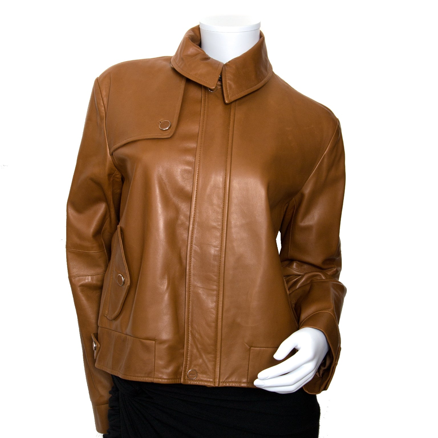 koop Ralph Lauren Cognac Leather Jacket - Size 14 bij labellov aan de beste prijs