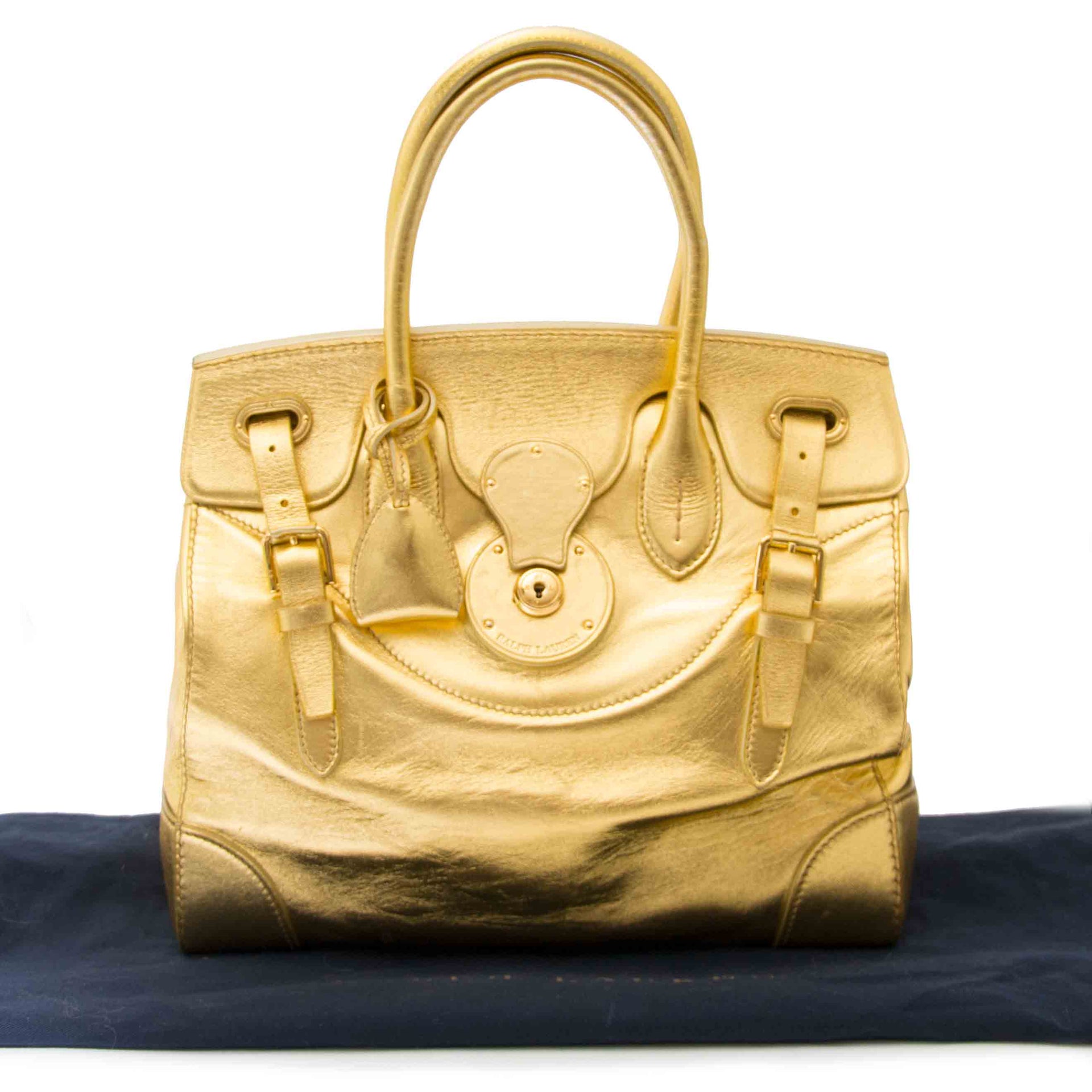Ralph Lauren Gold Leather Ricky Bag for sale