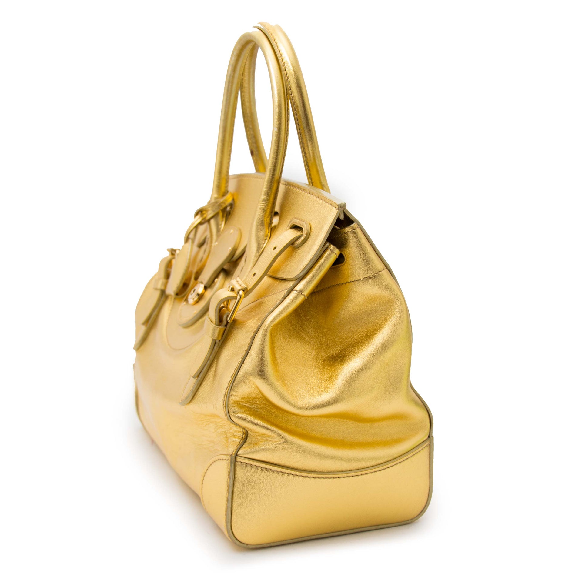 Ralph Lauren Gold Leather Ricky Bag kopen en verkopen bij labellov