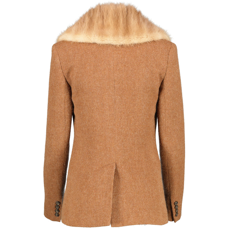 buy second hand authentic Ralph Lauren Brown Wool Blend Fur Collar Jacket at Labellov