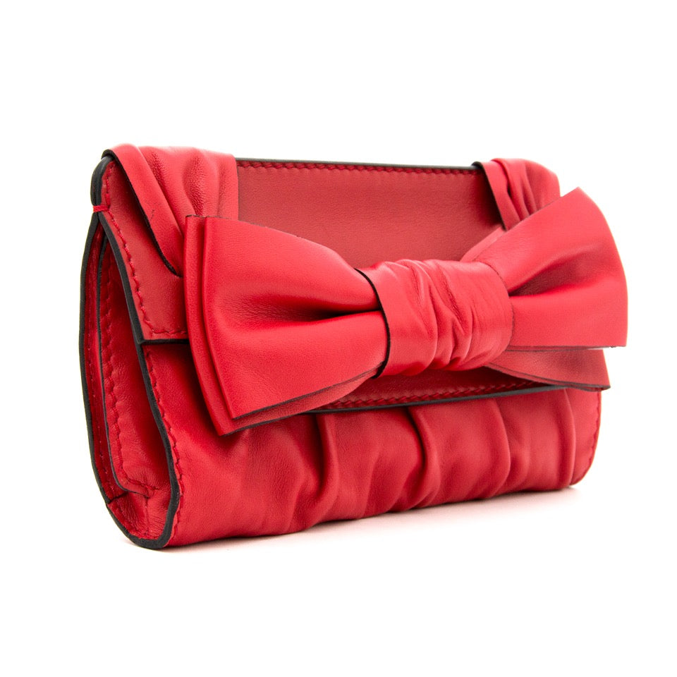 Brand new 2016 Valentino Leather Bow Clutch discounted online