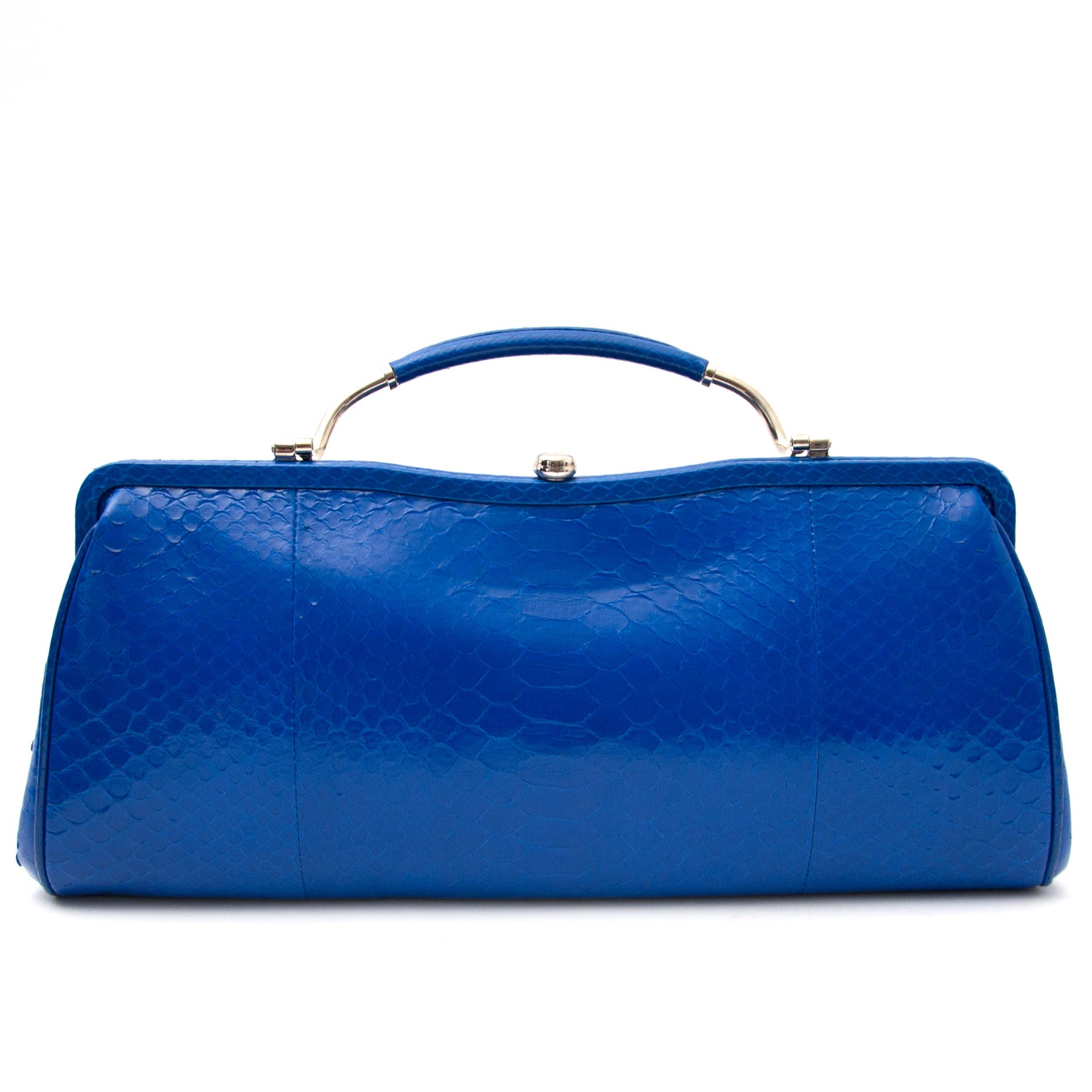 worldwide shipping secondhand luxury Ralph Lauren Electric Blue Python Clutch