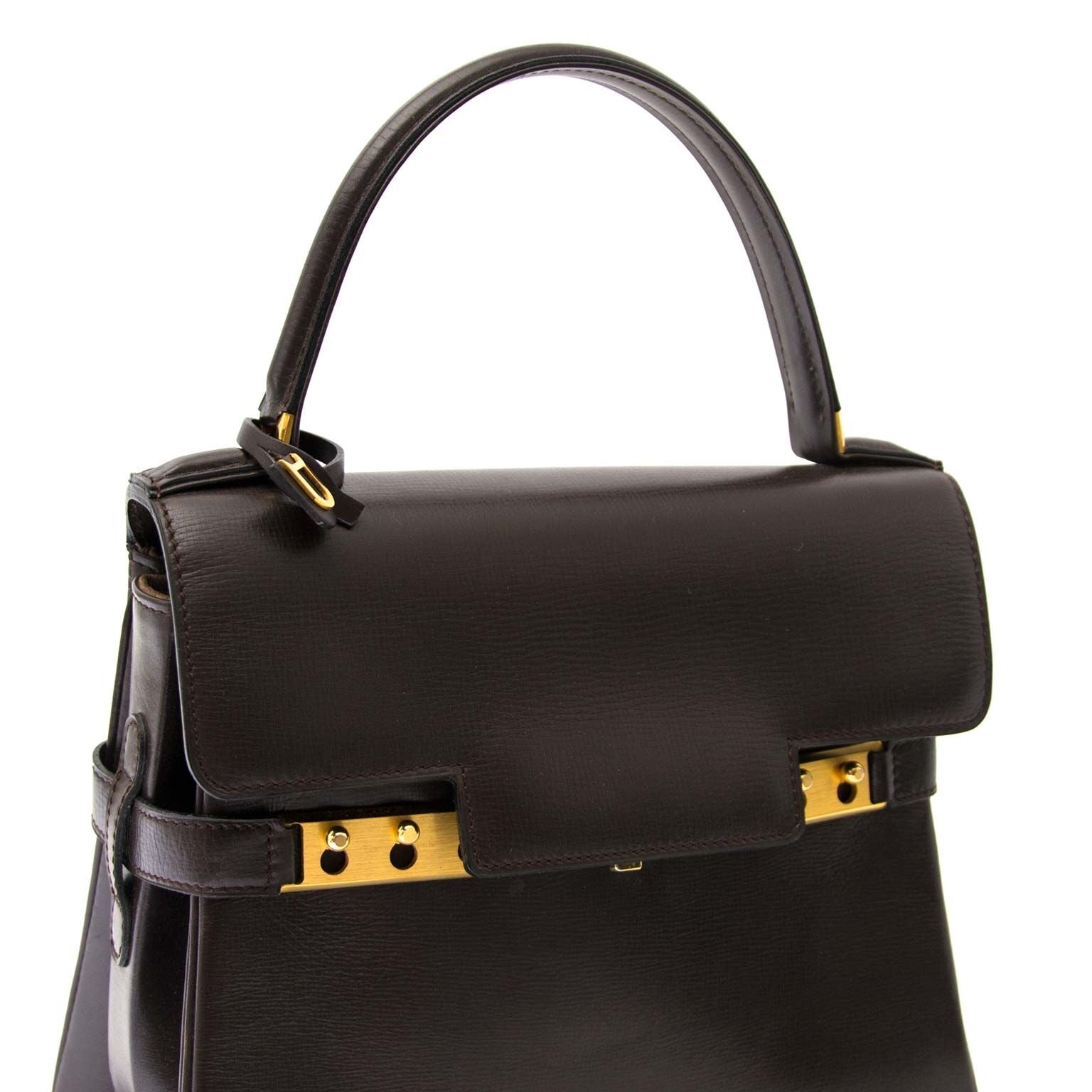 secondmain Delvaux Brown Boxcalf Leather Tempete PM en vendre sur labellov