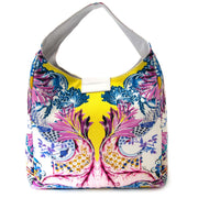 Roberto Cavalli Colourful Canvas Large Hobo Bag Buy authentic designer Roberto Cavalli secondhand bags at Labellov at the best price. Safe and secure shopping. Koop tweedehands authentieke Roberto Cavalli tassen bij designer webwinkel labellov.