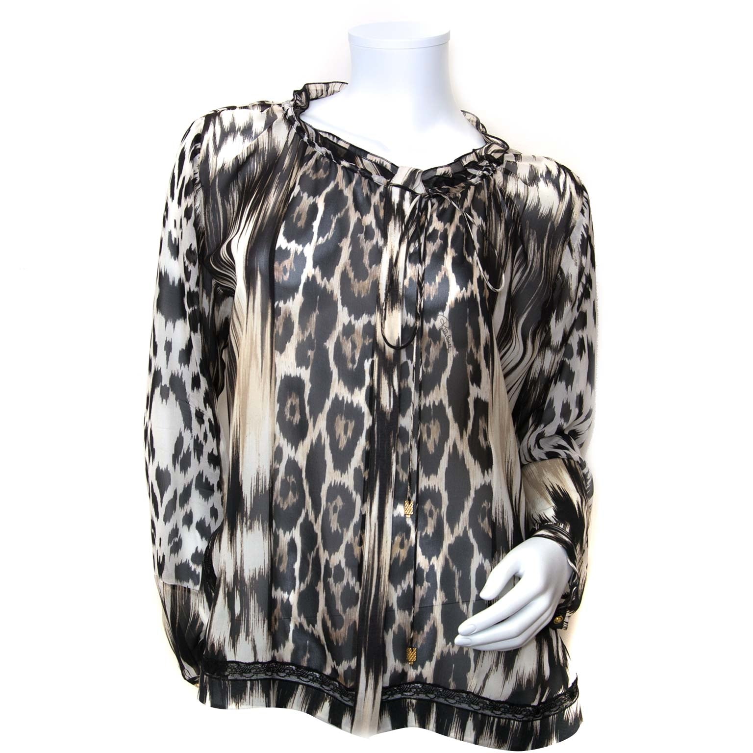 roberto cavalli leopard silk blouse now for sale at labellov vintage fashion webshop belgium