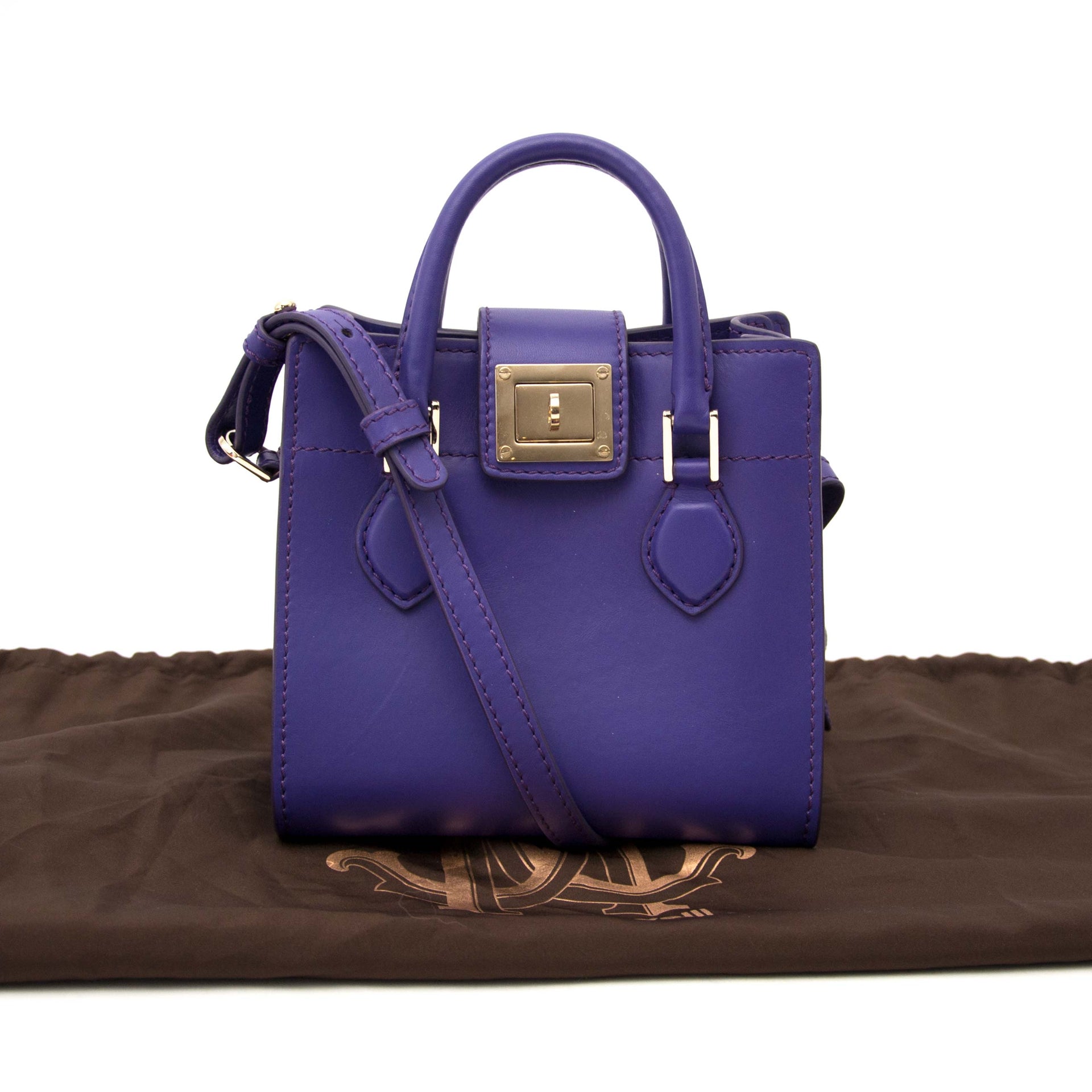 Koop uw authentieke Roberto Cavalli Purple Box Shoulder Bag aan de beste prijs