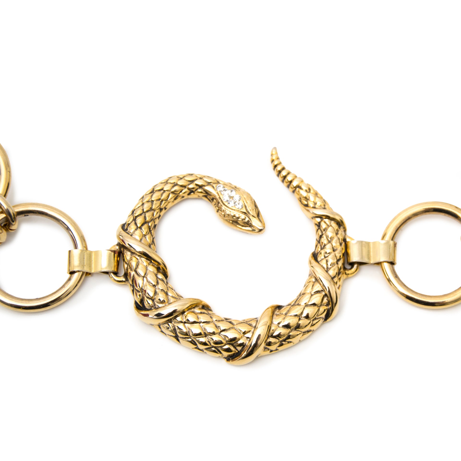 Bent u opzoek naar een Roberto Cavalli Gold Snake Chain Belt?