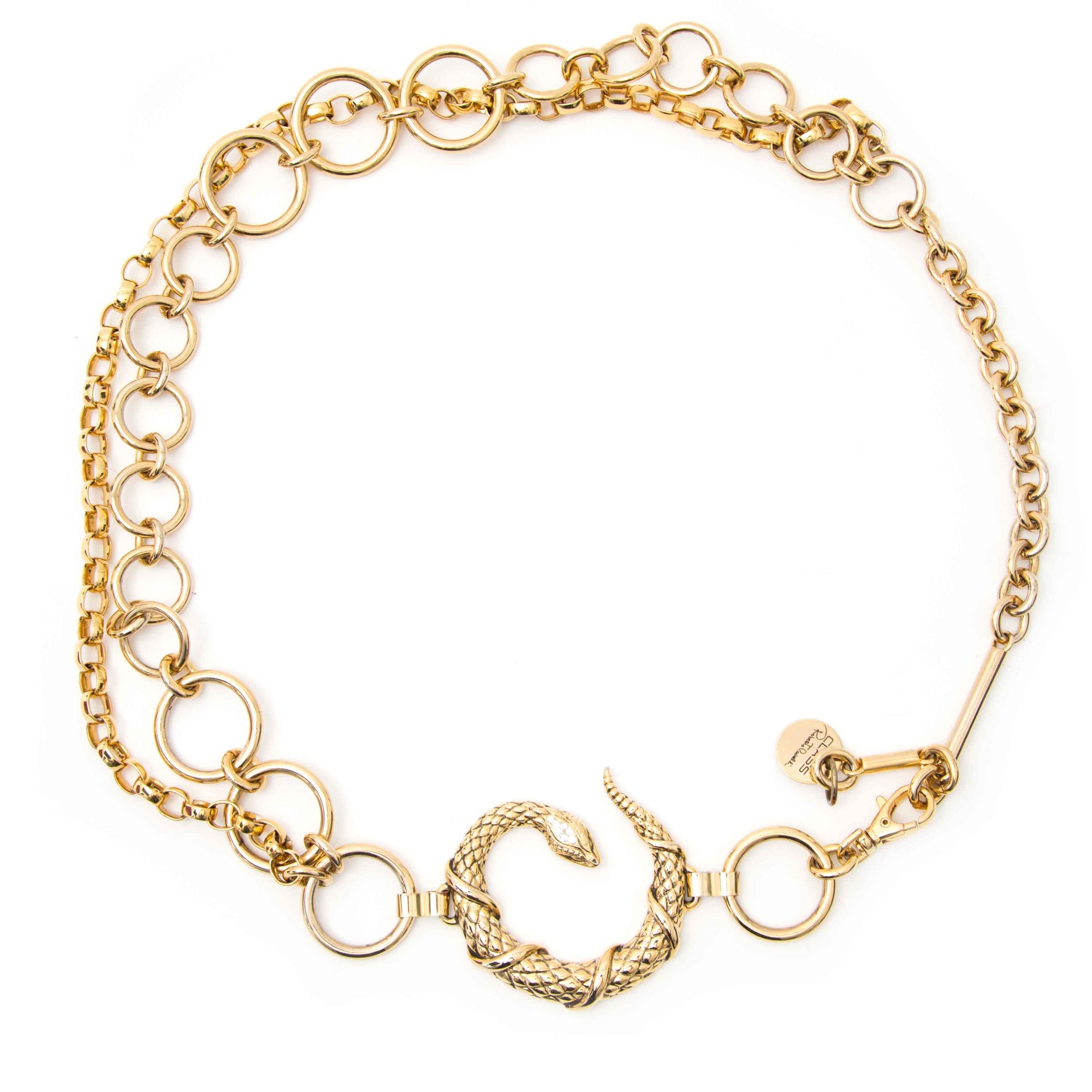 Acheter en ligne chez Labellov.com Roberto Cavalli Gold Snake Chain Belt