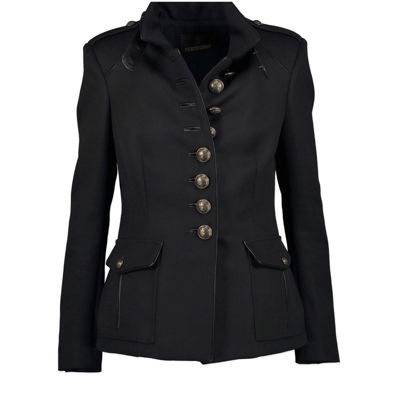 Roberto Cavalli Black Wool Military jacket - Size IT 42