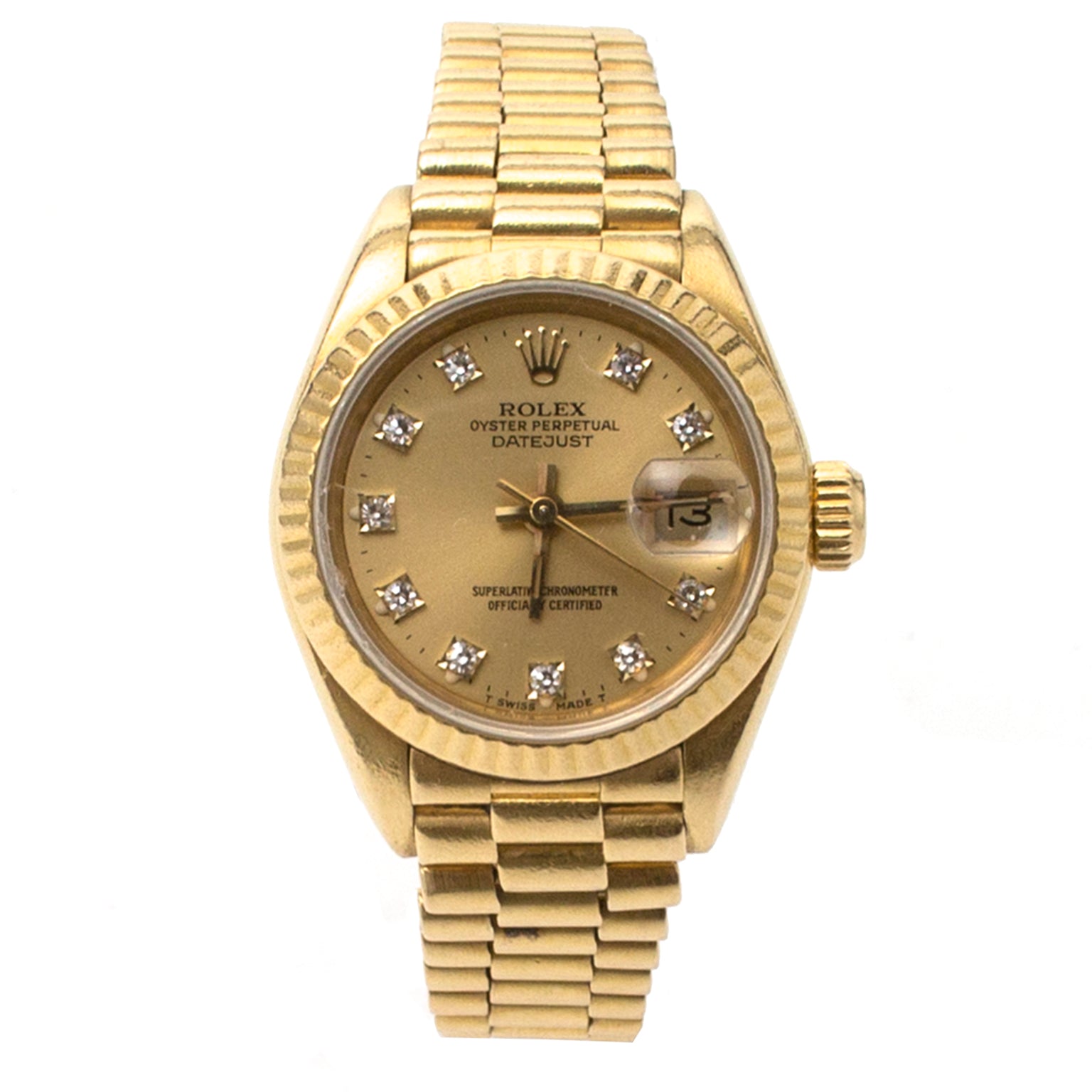 Rolex Women's Yellow Gold Presidential Diamond Watch like new best price 100% authentic