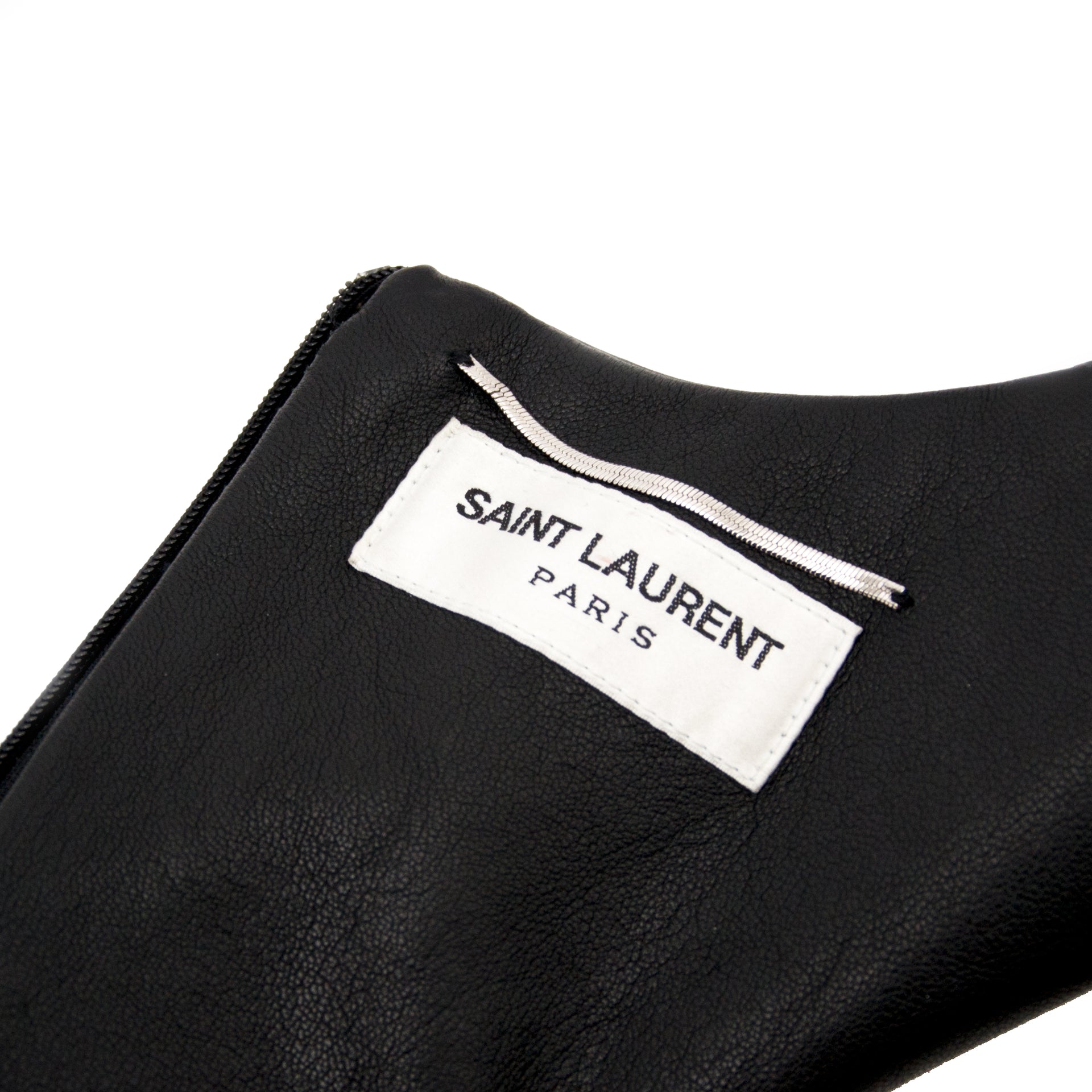 koop uw saint laurent zwarte lederen jurk bij labellov.com tegen de beste prijs