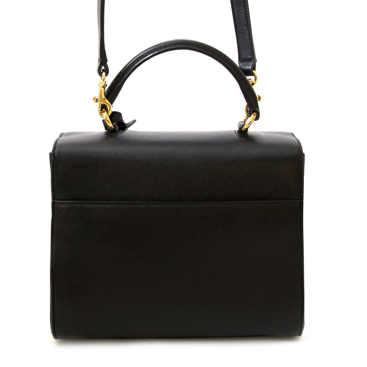 koop veilig online tegen de beste prijs Saint Laurent Black Calfskin Moujik Top Handle Bag