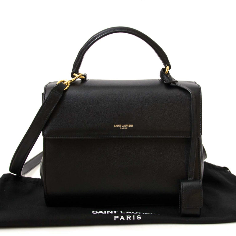 acheter en ligne seconde main Saint Laurent Black Calfskin Moujik Top Handle Bag