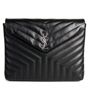 Koop iconische Saint Laurent Black Matelassé Loulou Document Holder aan de beste prijs bij Labellov