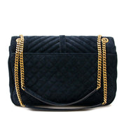 Saint Laurent Monogram Envelop Classic Large Quilted Suede Shoulder Bag