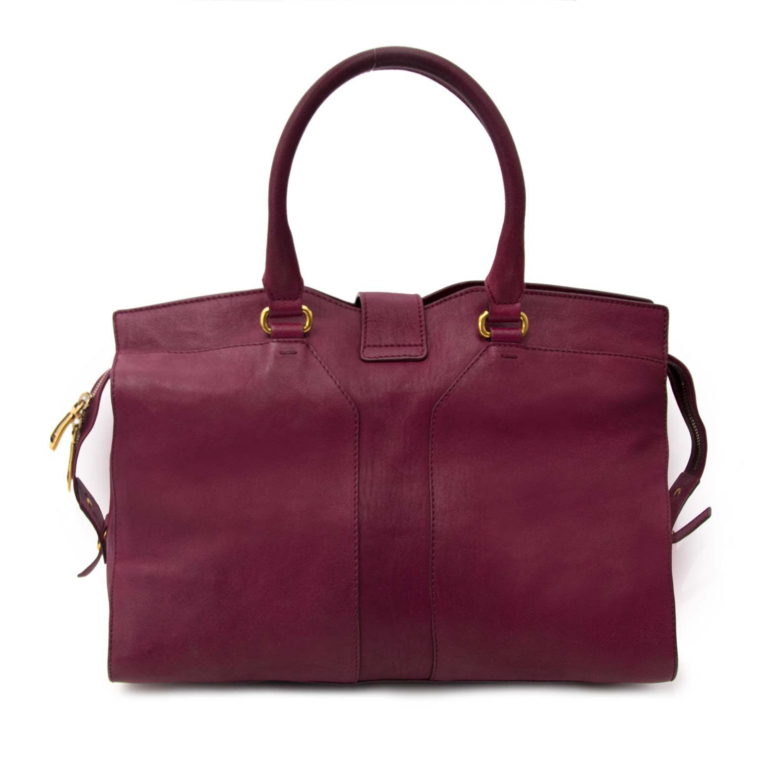 Saint Laurent Cabas Y Purple Leather Tote kopen en verkopen