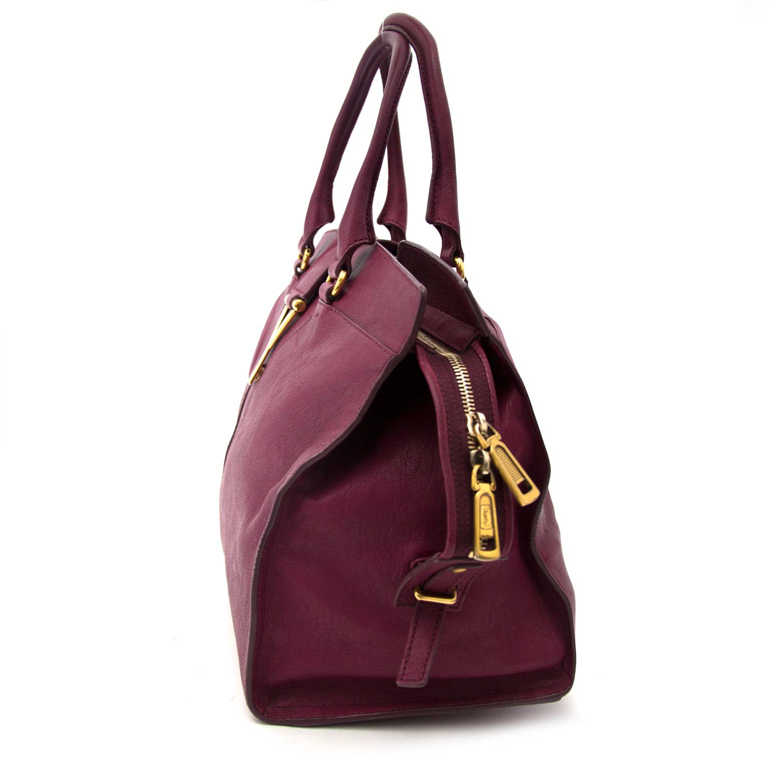Saint Laurent Cabas Y Purple Leather Tote