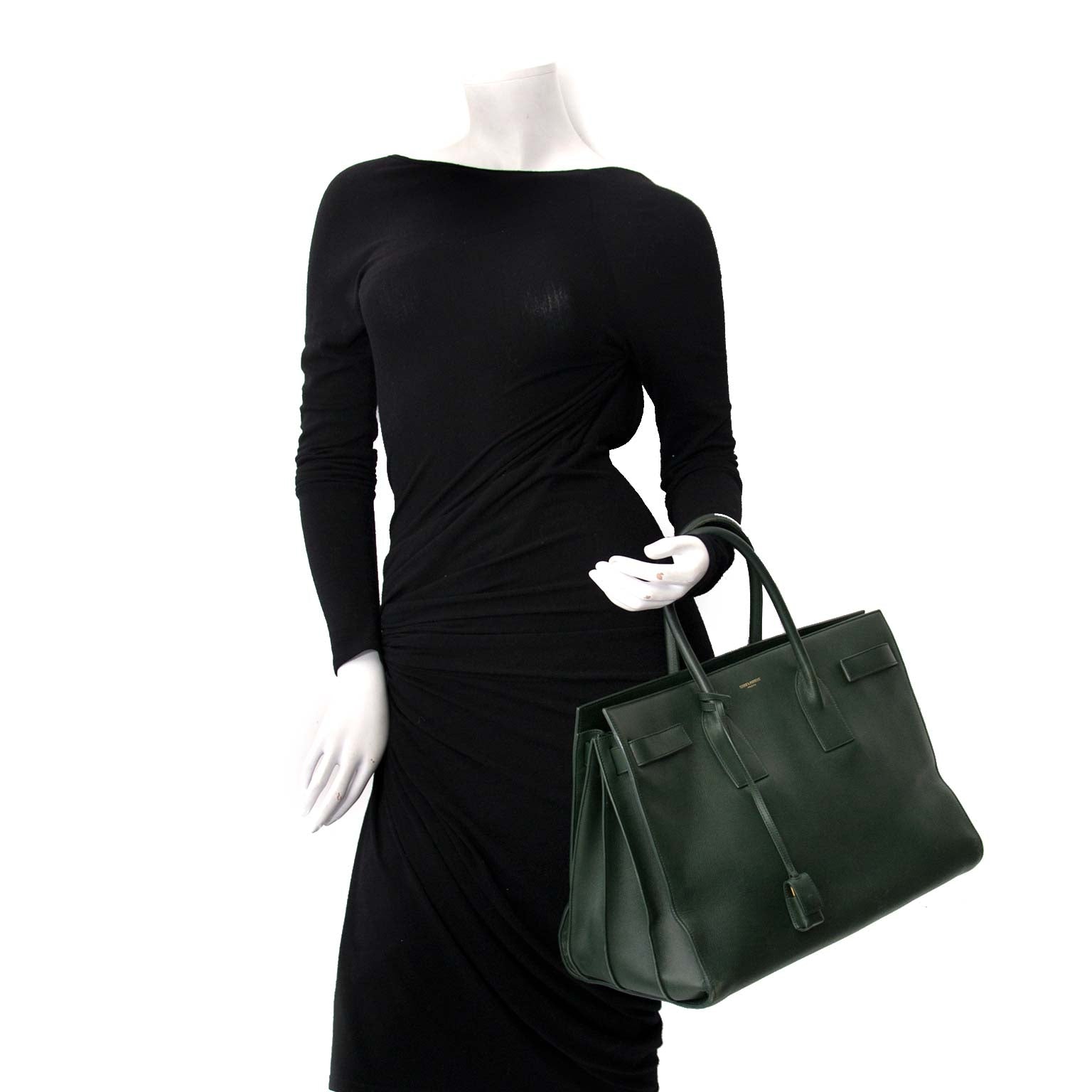 koop veilig online tegen de beste prijs Saint Laurent Dark Green Sac De Jour Bag